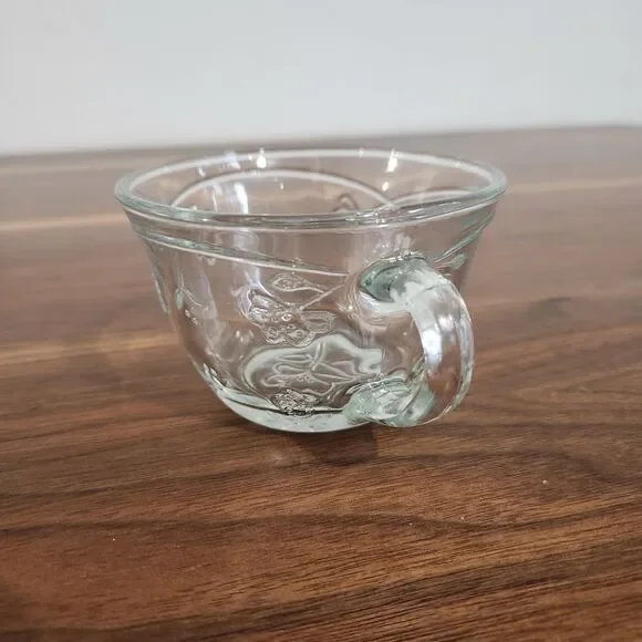 Savannah Vintage Anchor Hocking Flower Clear Glass Punch Tea Cups Mugs Set Of 6 - Picture 3 of 7